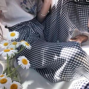Zara navy blue & white gingham culottes